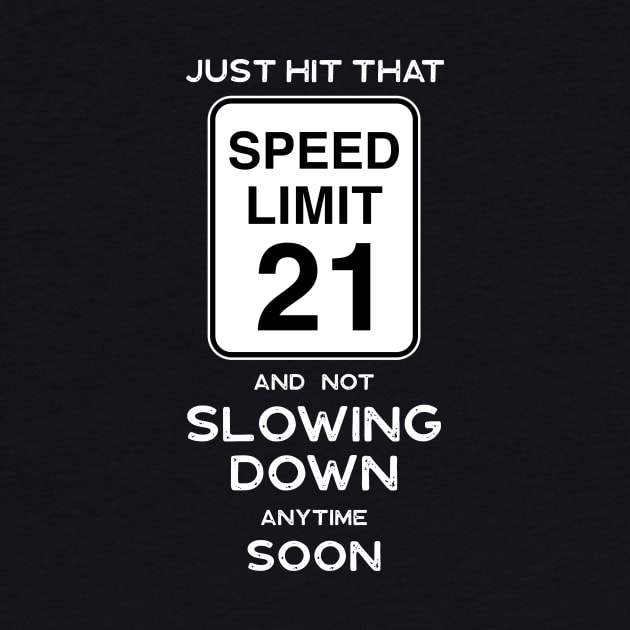 21st Birthday Gift Ideas Speed Limit 21 Sign by Possetivitees